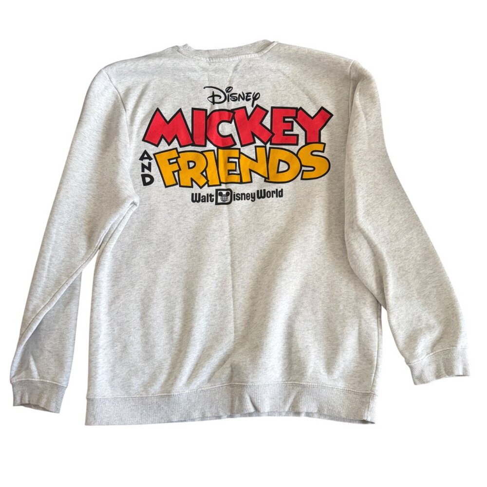 Disney Parks Mickey & Friends Gray Sweatshirt Crewneck Pullover Size L Walt Disn - Picture 4 of 4